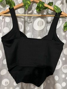 Black fitted corset crop top