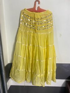 Yellow Mirror Work Skirt