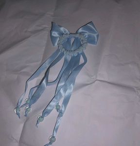 Light Blue Ribbon Hair Tie