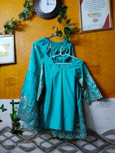Teal Embroidered Gharara Set