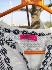 White Patterned V-Neck Top