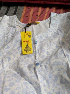 Women&#39;s Cotton Kurti– Light Blue Floral Print