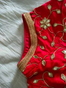 Red Embroidered Saree Blouse