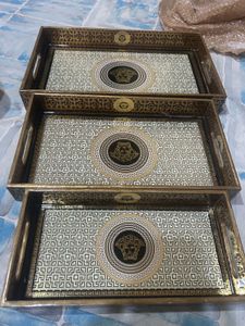 Wooden Tray Set In Versace Print