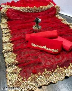Red Net Saree For Weddings And Parties