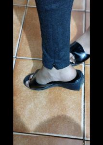 TRAFSLUC ZARA ZIP TIGHT PANTS AND H&amp;M TOP BLACK