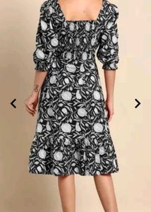 3xl Floral Print Black Dress