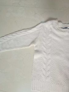 Cozy White Knit Pullover Sweater