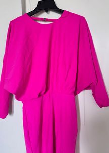 Pink Batwing Sleeve Party Dress