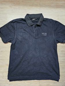 FILA Black Polo Shirt With Embroidery Work On Logo