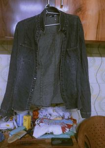 Black Denim Button Down Shirt