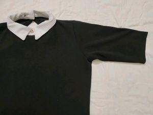 Genz Collar Top Three-fourth Sleeve
