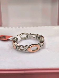 Pandora Sterling Silver & Rose Gold Ring