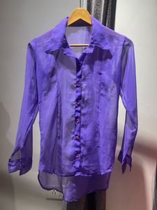 Sheer Purple Button-Down Top