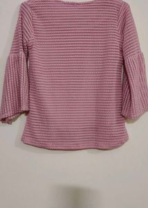 Mauve Textured Bell Sleeve Top