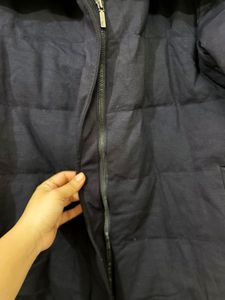 Navy Blue High Collar Puffer Jacket