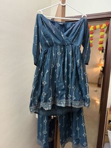 Blue Embroidered Kurta Set