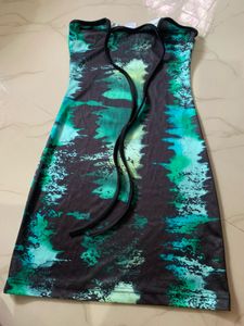 Abstract Green Mini Dress