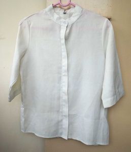 White Mandarin Collar Top