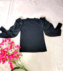 Black Pinteresty Ribbed Top