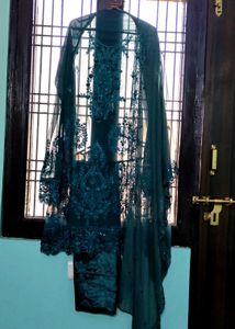 New Teal Blue Heavy Embroidered Kurta Set