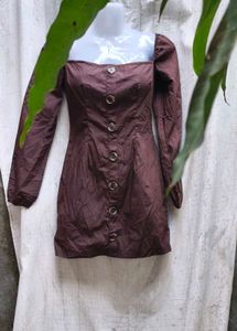 38318. Brown Button-Down Dress