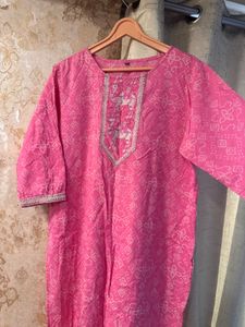 Beautiful Pink Embroidered Kurti, Bust-38/40 XXL