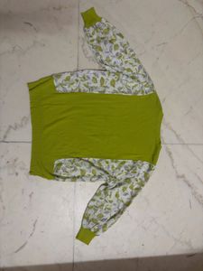 Green Floral Sleeve Top