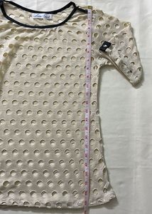 Beige Top With Leather Detailing
