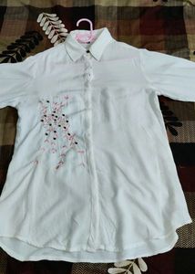 Embroidered White Button-Down