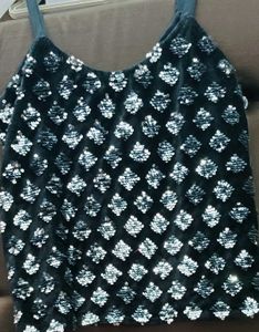Sequin Embellished Velvet Tank Top