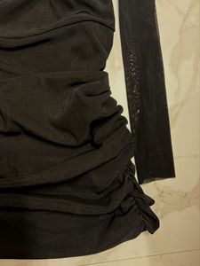 Black Off Shoulder Ruched Mini Dress