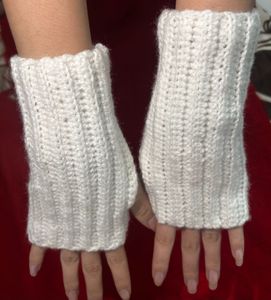 White Knitted Wrist Warmers