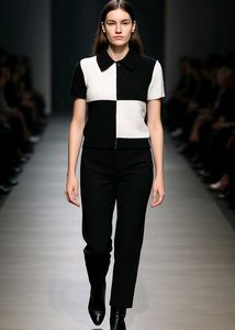 Black & White Polo Woolen Top