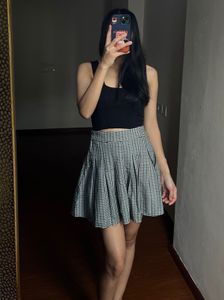 STRADIVARIUS Gingham Pleated Tennis Skirt