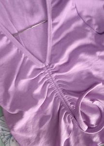 Cute Lilac V-Neck Top