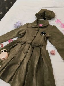 Cute Olive Green Dress &amp; Beret Set.