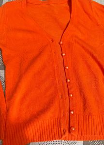Orange Cardigan Sweater