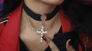 &#39;Pearly Cross&#39; Gothic Choker