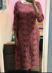 Maroon Bandhani Print Kurti