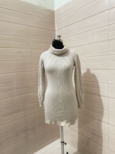 Imported Cream Cable Knit Mini Dress