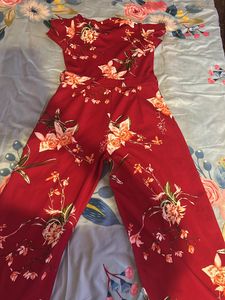 Red Floral Jumpsuit