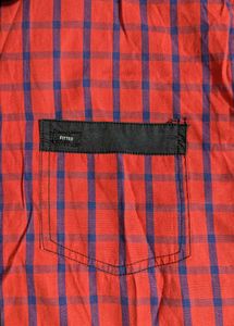 100% Cotton Red Checked Casual Shirt