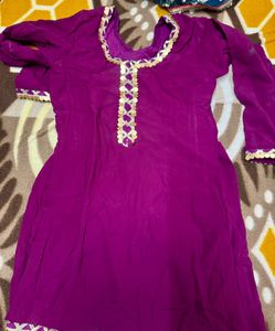 Purple Embroidered Kurta