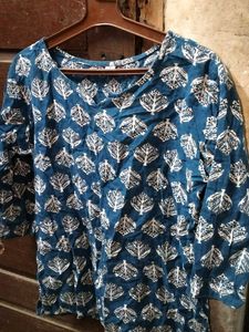 Leaf Print Blue Top