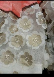 Elegant Peach &amp; Floral Saree
