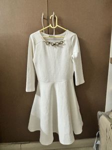 White Angelic Dress With Metal Design