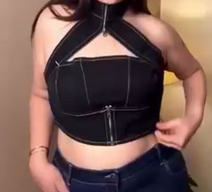 Freakins Chained Black Crop Top