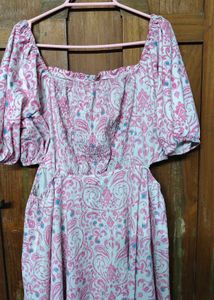 Cute Pink Printed Dress