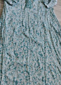 Blue Cotton Kurti  Set